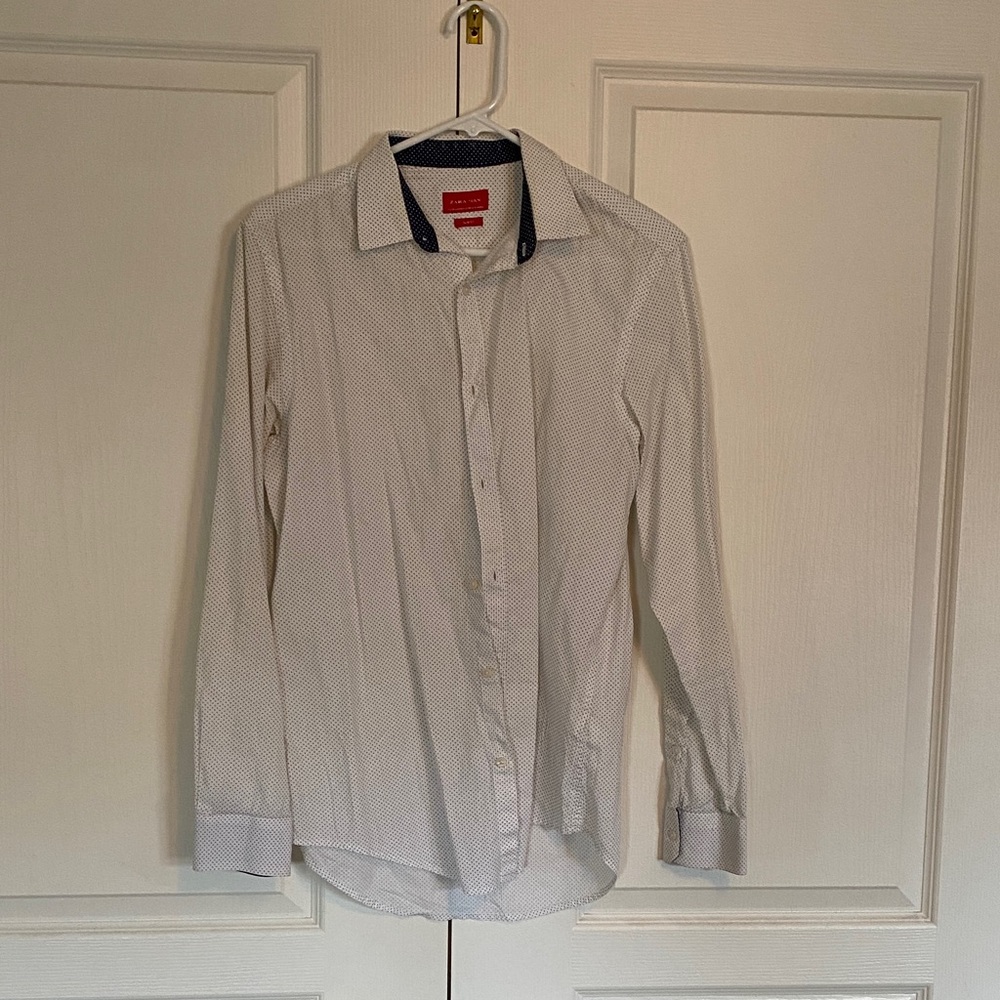 Zara White Patterned Dress Shirt
